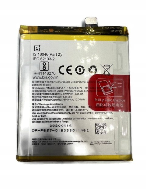 Bateria OnePlus 6 BLP657 Nowa Oryginalna Service Pack 3210 mAh Bateria OnePlus 6 BLP657 Nowa Oryginalna Service Pack 3210 mAh