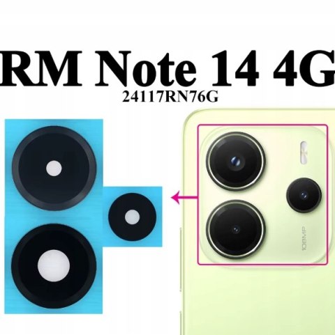 Szkła aparatu Xiaomi Redmi Note 14 4G szkiełko obiektywów + wklejki klej